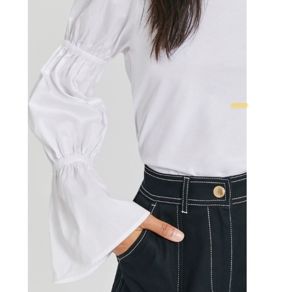 Something Navy Cinched Bell Sleeve Top - Picture 3 of 3